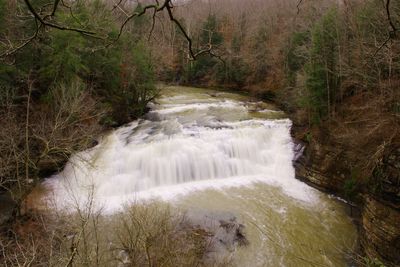 Middle Falls along the Falling Water River at Burgess Falls State Park in Putnam County, Tennessee .