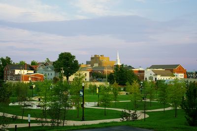Cookeville, Tennessee , United States, viewed at sunset, looking east. Dogwood Park is in the foreground.