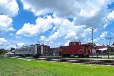 Caboose and passenger car at the Monterey Depot in Monterey, Tennessee, United States.