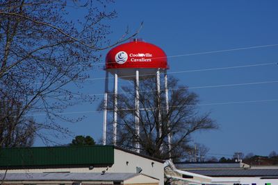 Water tower in Cookeville, Tennessee, United States, viewed from the Tennessee Central Heritage Rail Trail.